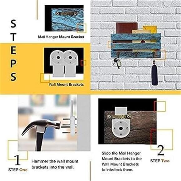 Rustic Mail Holder Wall Mount ~ Key and Mail Organizer for Wall Decorative - Picture 4 of 6